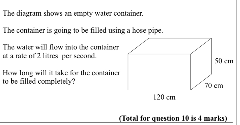 Solved: The diagram shows an empty water container. The container is ...