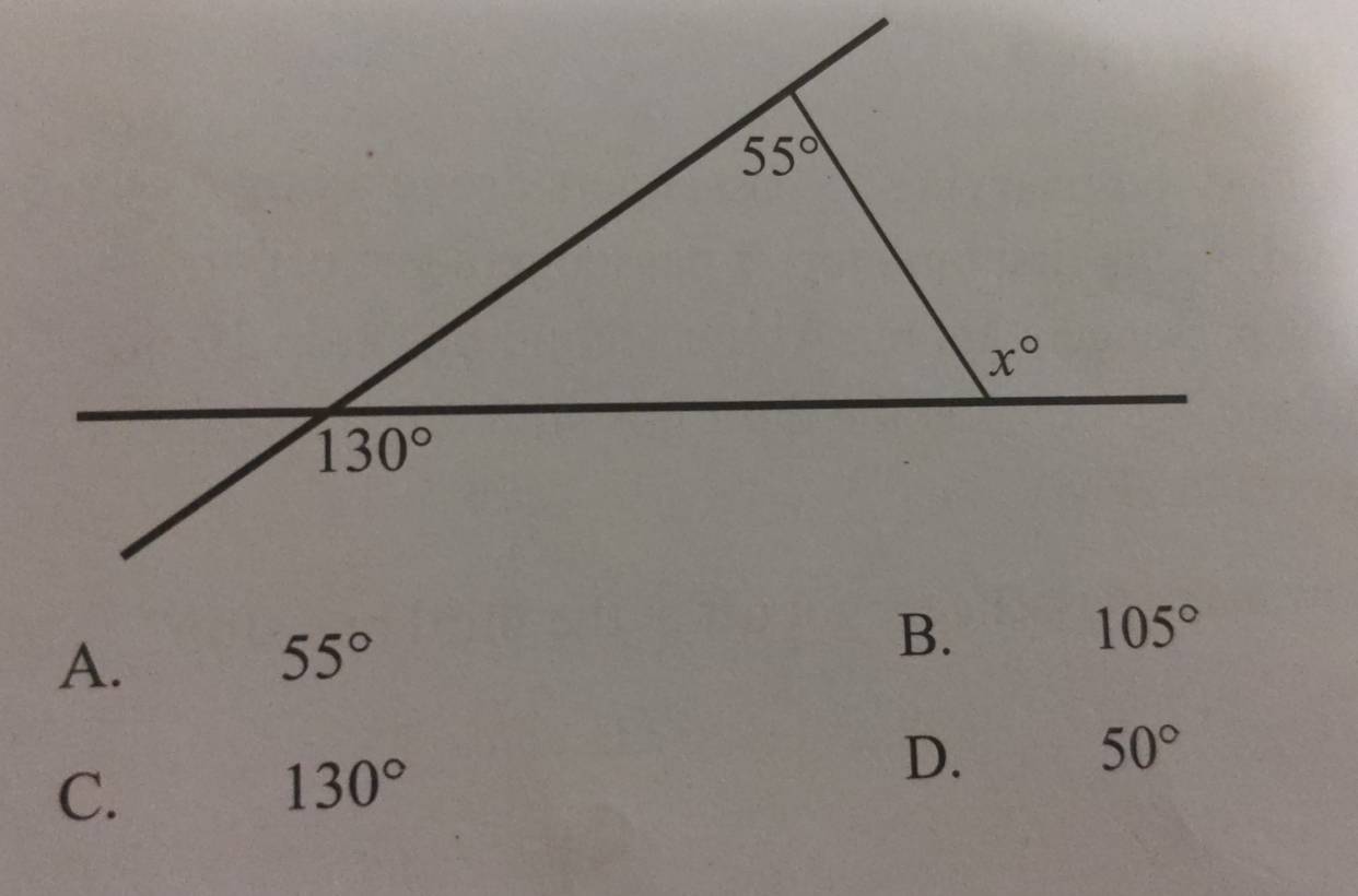 A.
55°
50°
C.
130°
D.