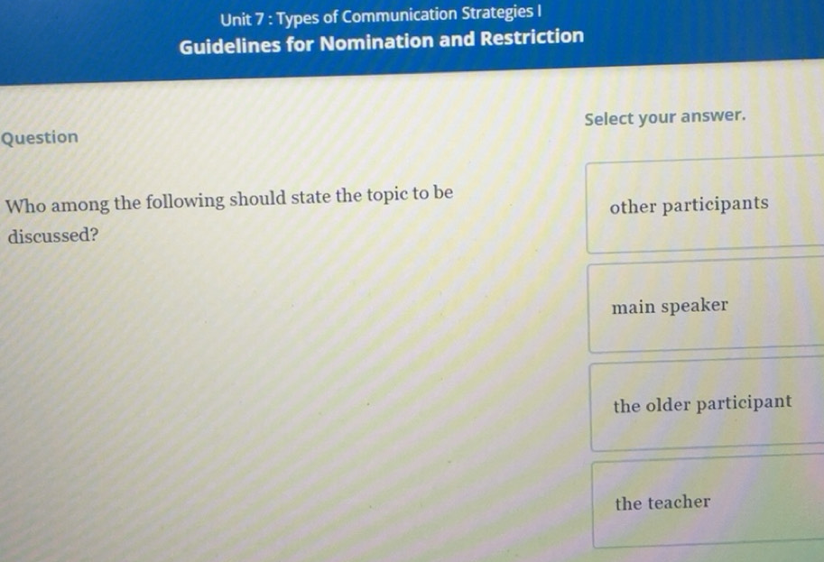 Solved: Types of Communication Strategies I Guidelines for Nomination ...