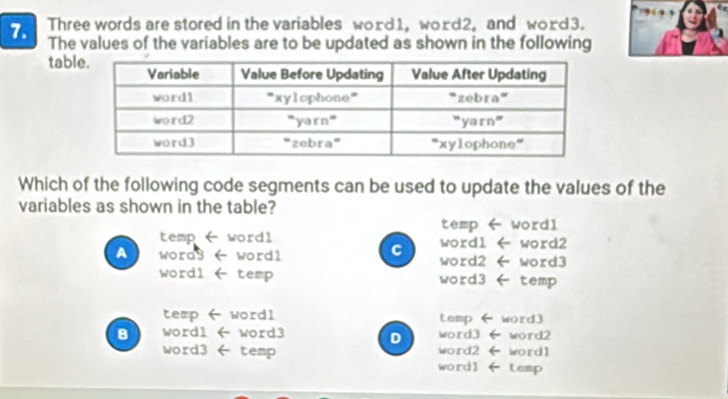 Solved: Three words are stored in the variables word1, word2, and word3 ...