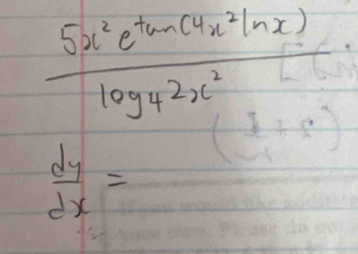  5x^2e^t(4x^2ln x)/log 42x^2 
 dy/dx =