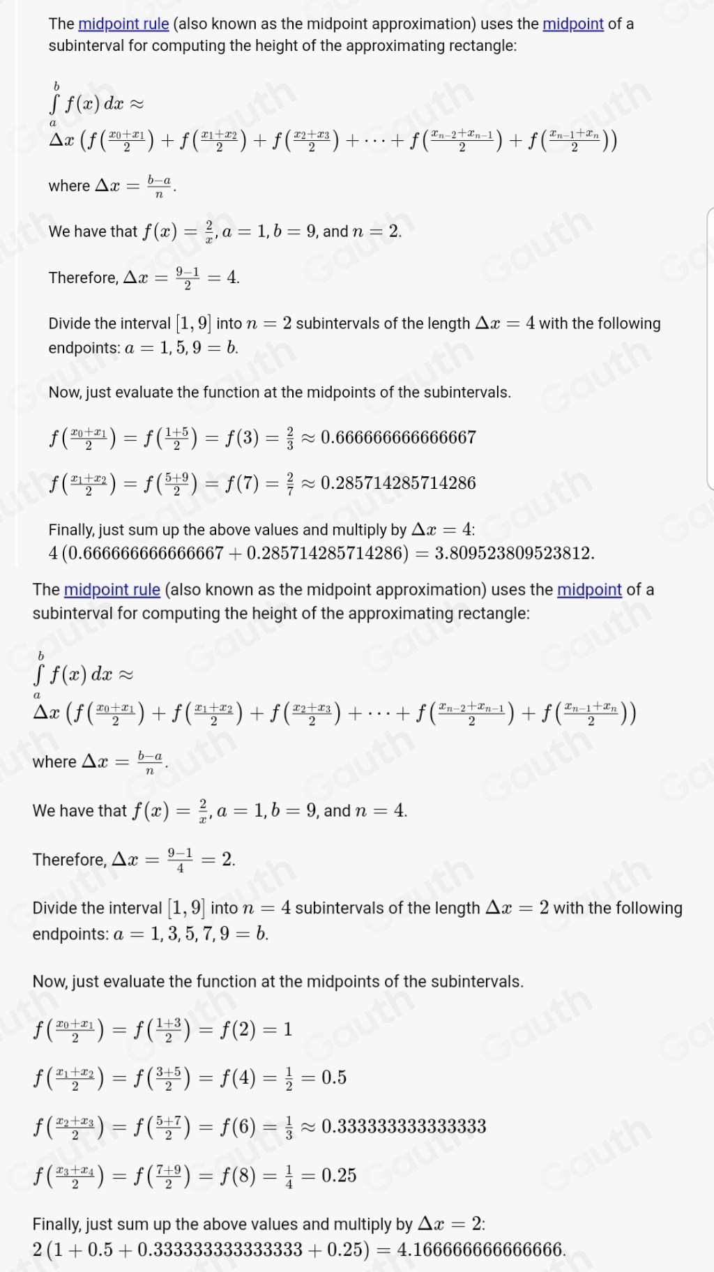 Solved: Using rectangles each of whose height is given by the value of ...