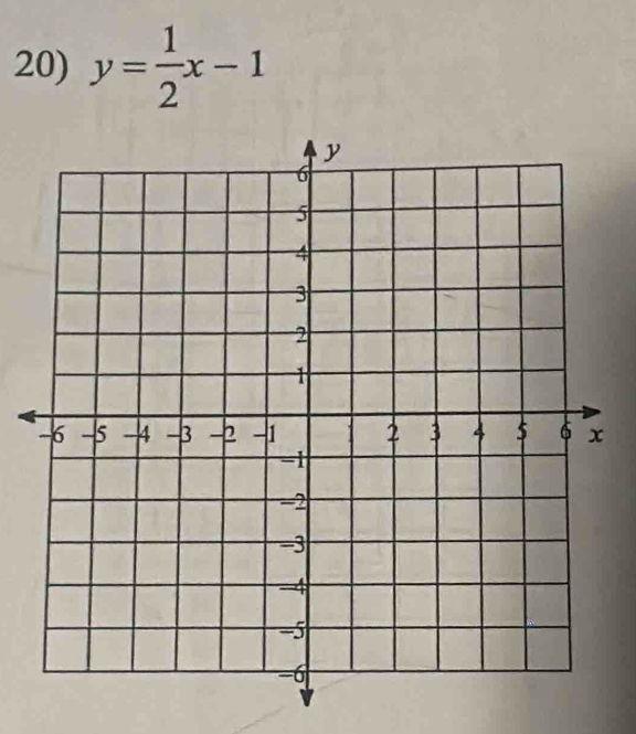 y= 1/2 x-1