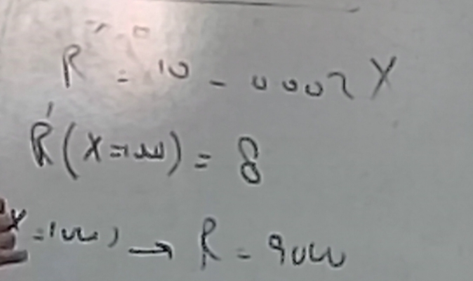 R=10-0.007y
R'(x=omega )=8
P_-1=1000to R=90W