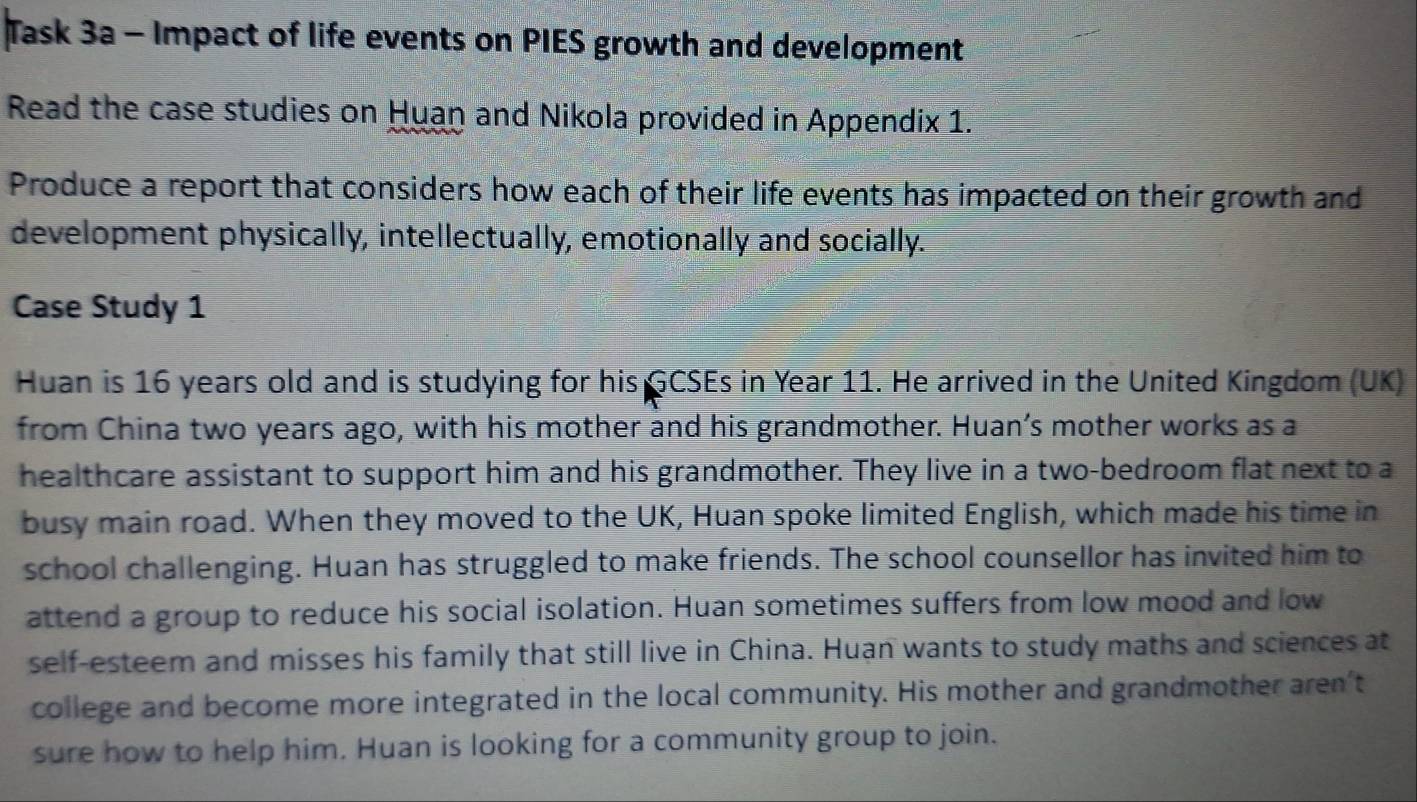Solved: Task 3a - Impact of life events on PIES growth and development ...