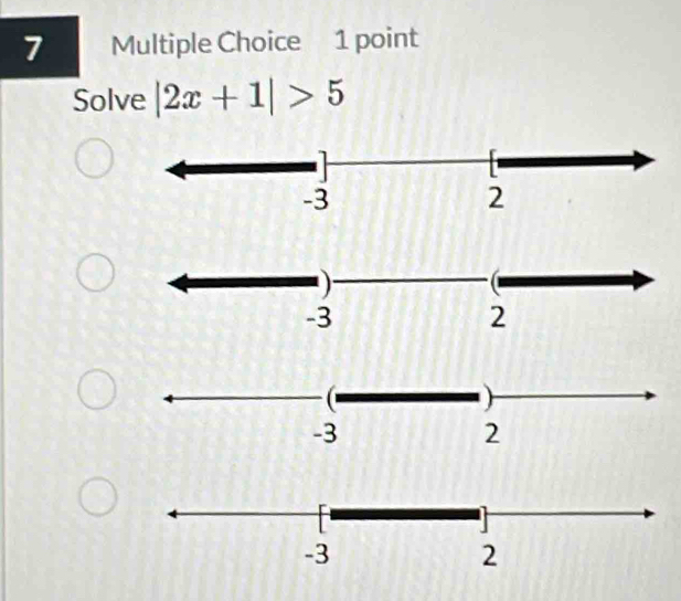 Solve |2x+1|>5