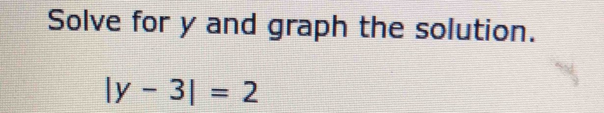 Solve for y and graph the solution.
|y-3|=2