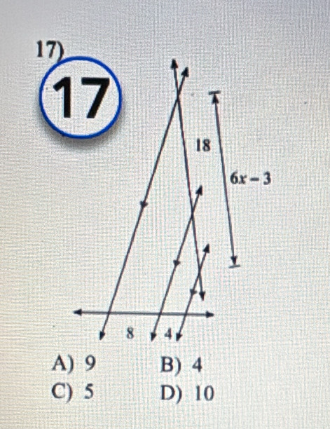 17
A) 9 B) 4
C) 5 D) 10