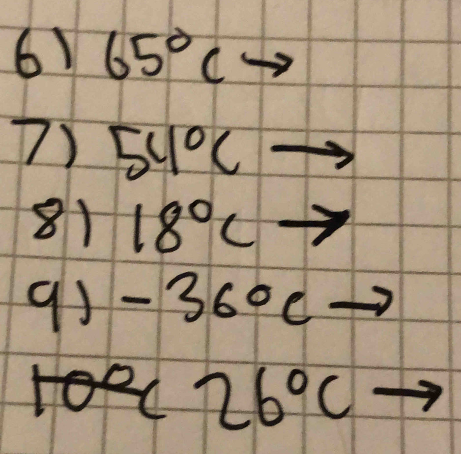 61 65°Cto
7) 54°Cto
81 18°C
9)-360cto
to^ec26°c-