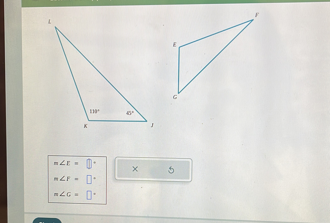 m∠ E=□°
×
m∠ F=□°
m∠ G=□°