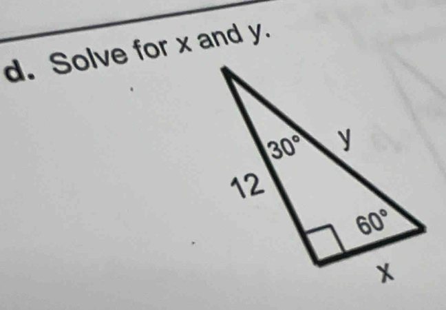 Solve for x and y.