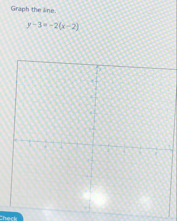 Graph the line.
y-3=-2(x-2)
Check