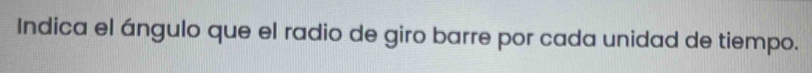 Indica el ángulo que el radio de giro barre por cada unidad de tiempo.