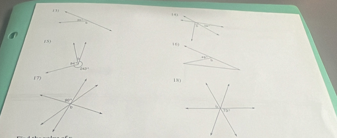 (3) (4)
35°
o
25x^2
16)
49°
b
18)