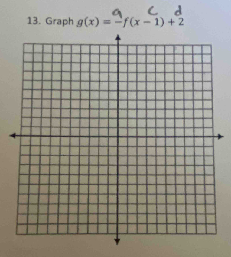 Graph g(x)=-f(x-1)+2