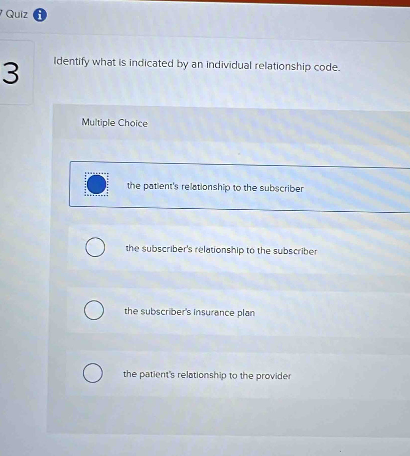Solved: Identify what is indicated by an individual relationship code ...