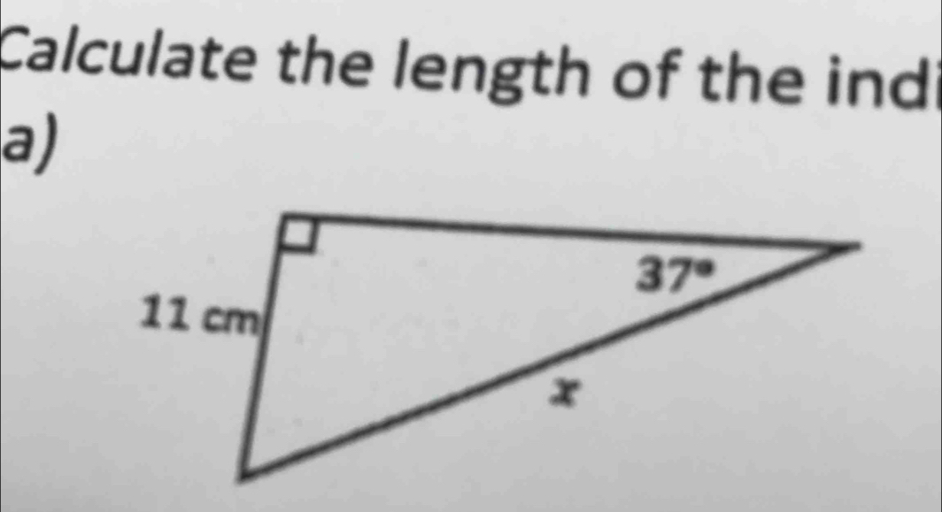 Calculate the length of the indi
a)