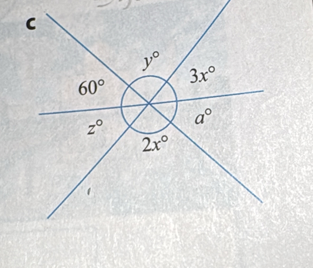 C
y°
3x°
60°
z°
a°
2x°