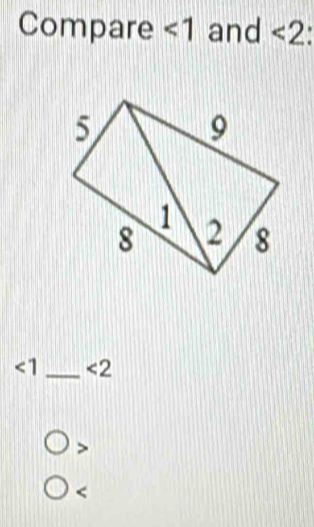 Compare <1</tex> and <2</tex>
<1</tex> _ <2</tex>