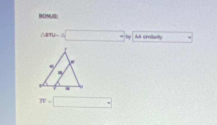 BONUS:
△ STUsim △ □ by AA similarity
overline SV=□