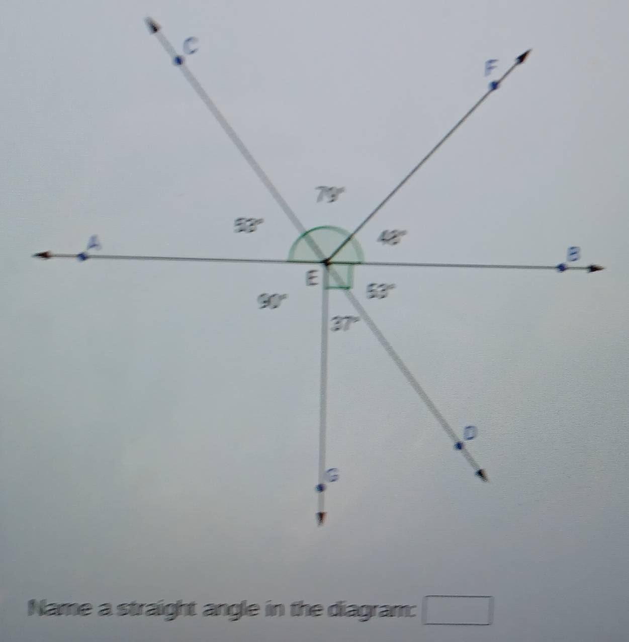 Name a straight angle in the diagram: □