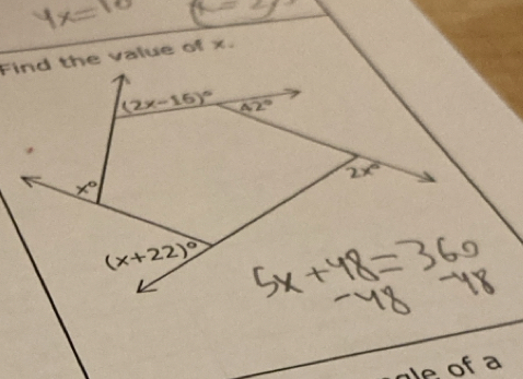 Find the value of x.
le of a