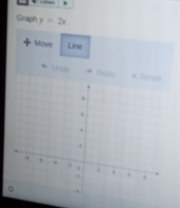 Graph y=2x
Move Line 
Undo Rendo *