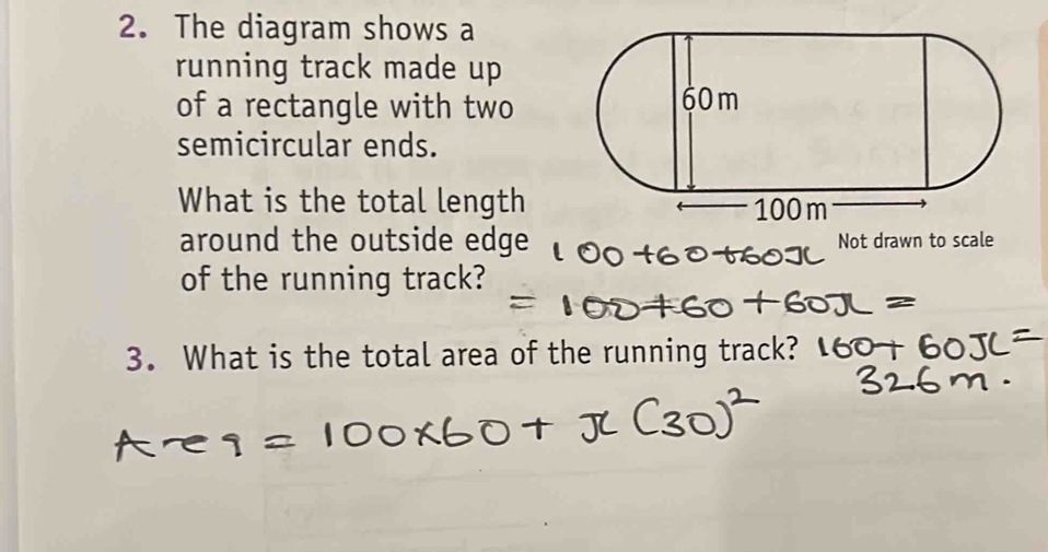 Solved: The diagram shows a running track made up of a rectangle with ...