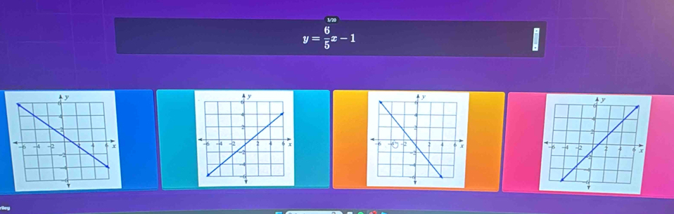 y= 6/5 x-1