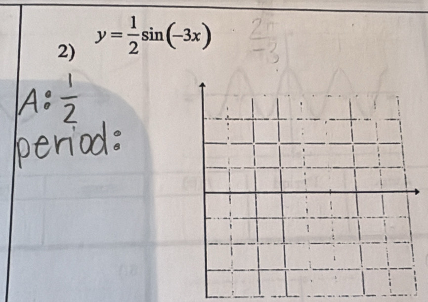 y= 1/2 sin (-3x)