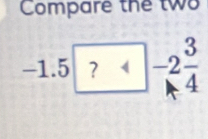 Compare the two
-1.5 ?-2 3/4 