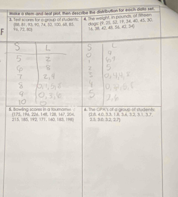 or each data set.
3
F 
5