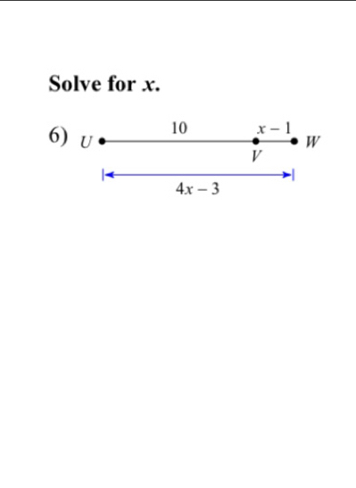 Solve for x.
6