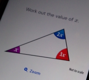 Work out the value of x.
Not to scale
Zoom