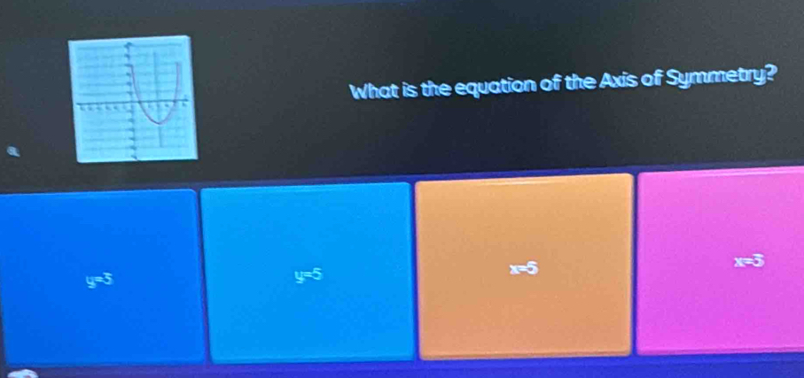 What is the equation of the Axis of Symmetry?
x=5
x=3
y=3
y=5