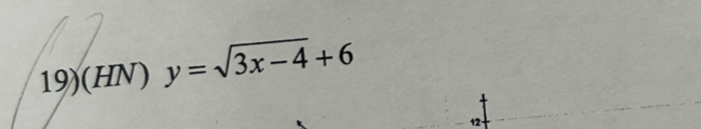 19)(HN) y=sqrt(3x-4)+6
12·