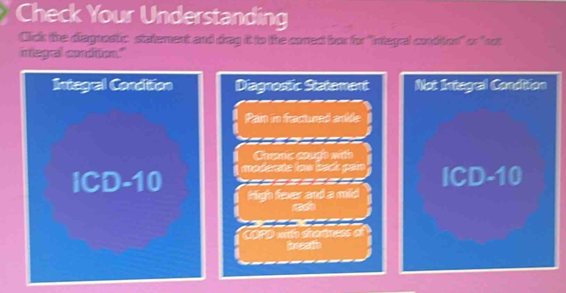 Solved: Check Your Understanding Cick the diagnostic statement and drag ...