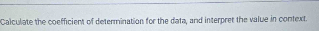 Calculate the coefficient of determination for the data, and interpret the value in context.