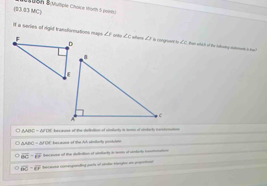 Solved: estion 8(Multiple Choice Worth 5 points) (03.03 MC) If a series ...