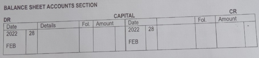 BALANCE SHEET ACCOUNTS SECTION