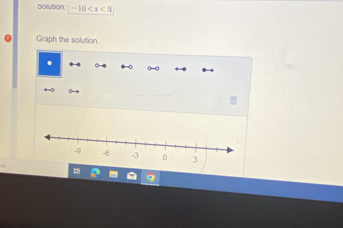 Solution: -10
Graph the solution. 
. 
o 
ch