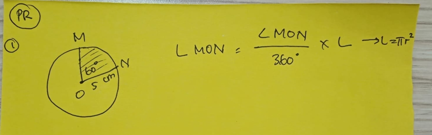 PR
LMON= LMON/360° * Lto L=π r^2