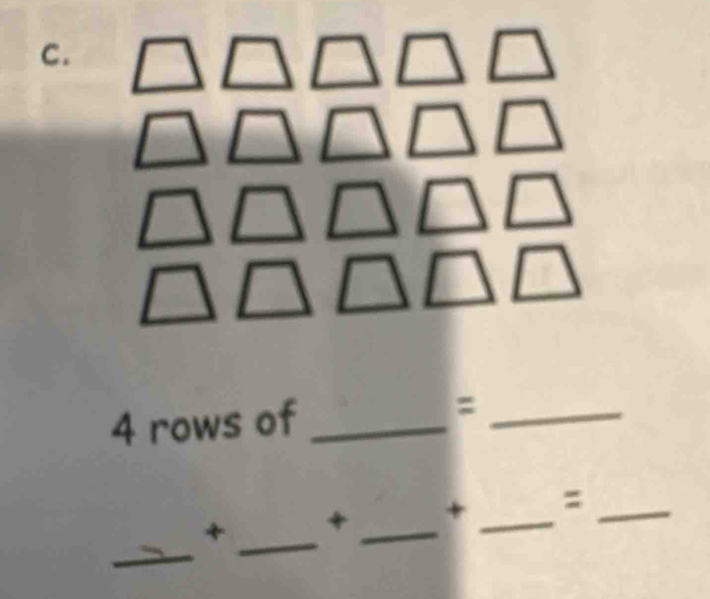 4 rows of _:_ 
_ 
+ _+ _+ _:_