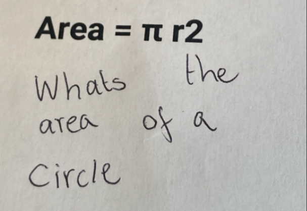 Area =π r2