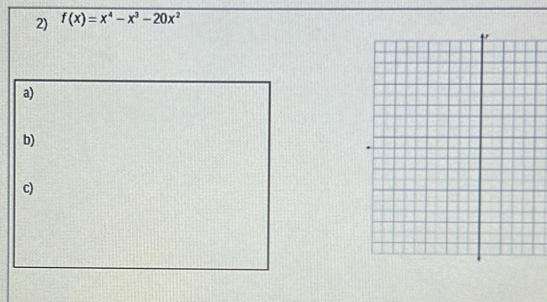 f(x)=x^4-x^3-20x^2
a) 
b) 
c)