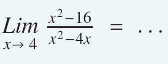 limlimits _xto 4 (x^2-16)/x^2-4x =