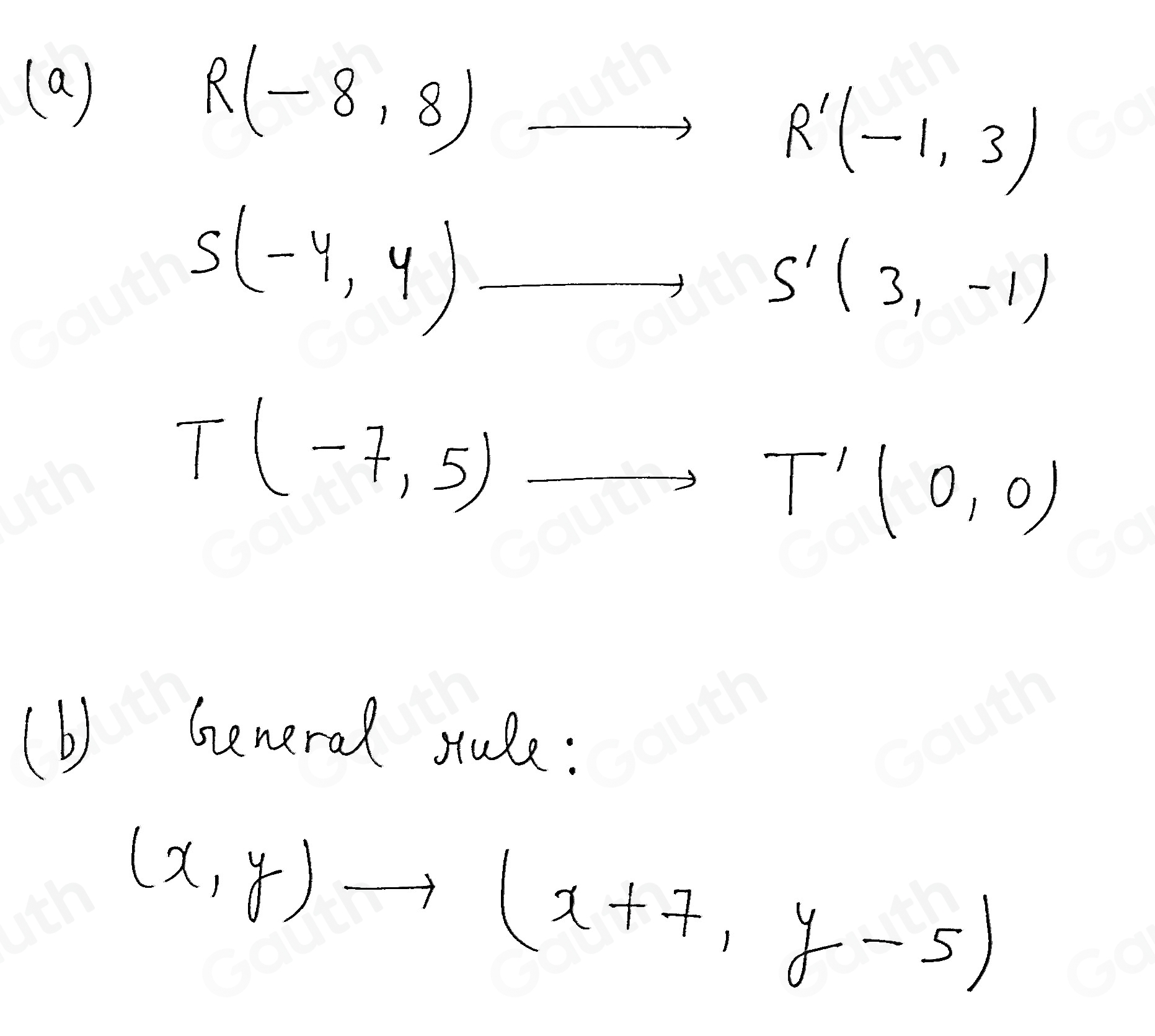 Solved: Triangle RST is translated 7 units to the right and 5 units ...