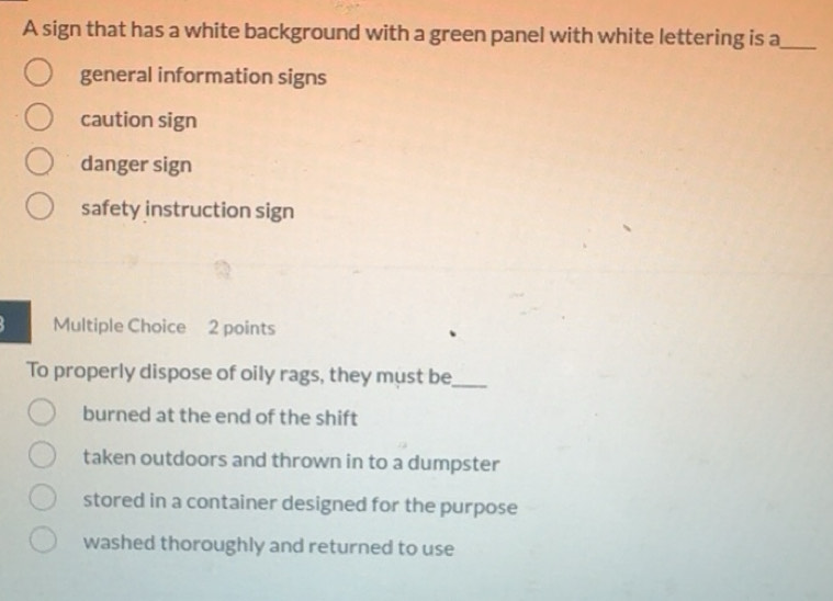 Solved: A sign that has a white background with a green panel with ...