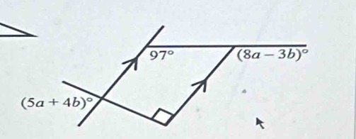 97° (8a-3b)^circ 
(5a+4b)^circ 