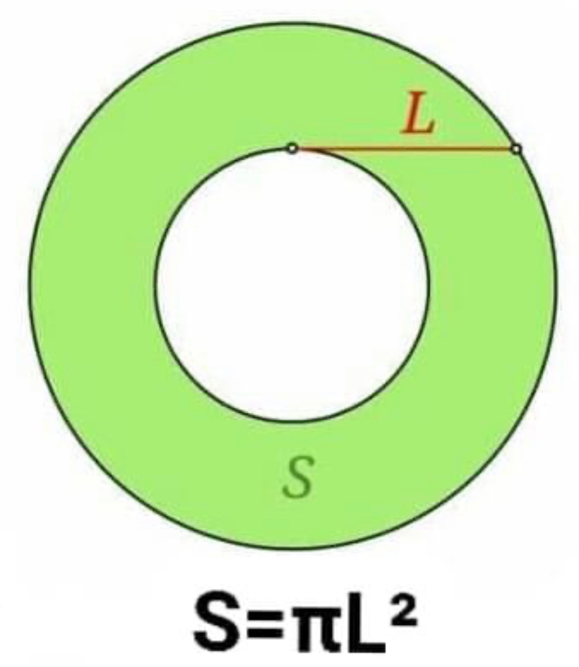 S=π L^2